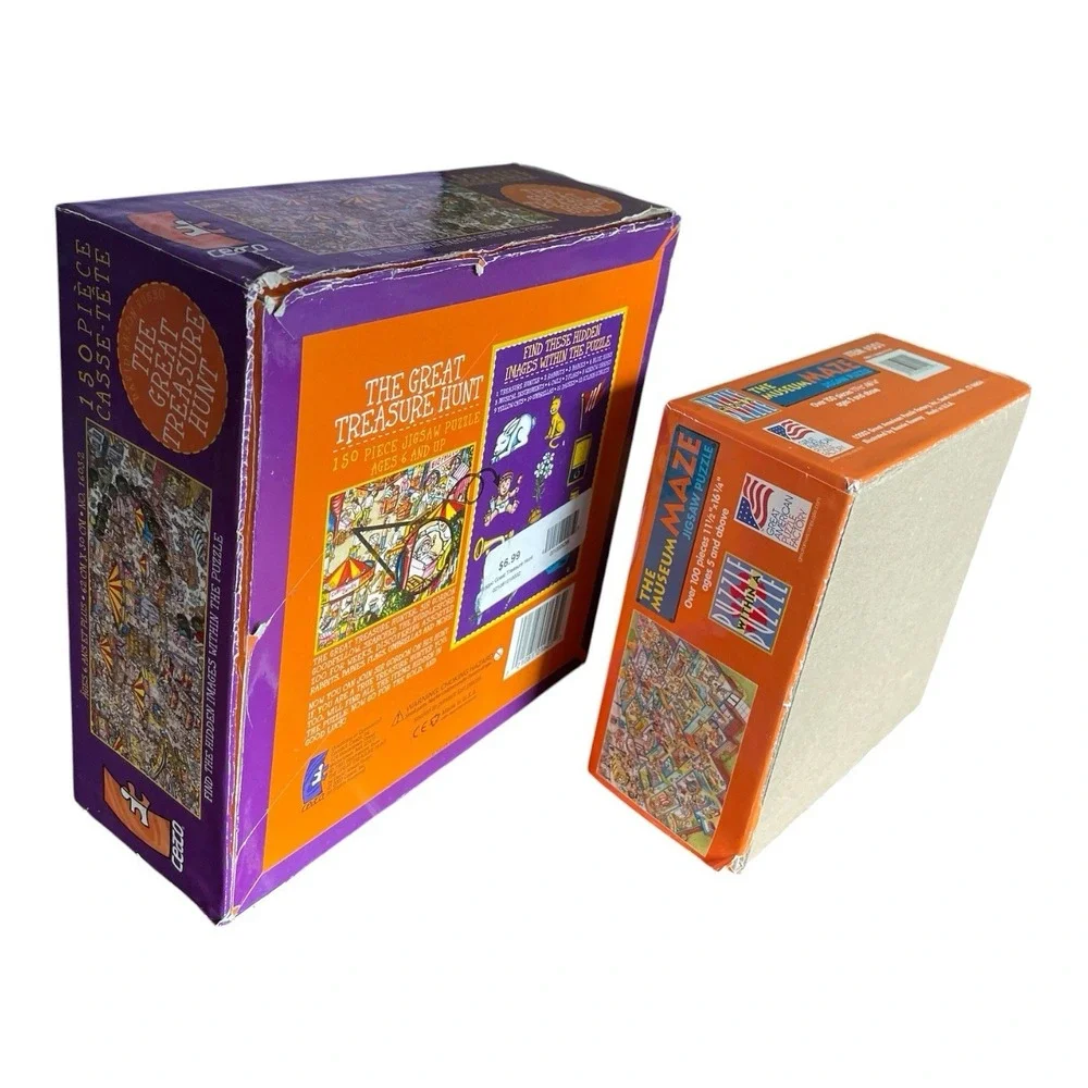 2 Puzzles Treasure Hunt Museum Maze Complete Jigsaw Great American Pc 100-150